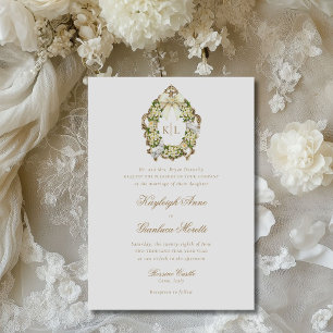Kayleigh Vintage Yellow Gold Crest Floral Wedding Invitation