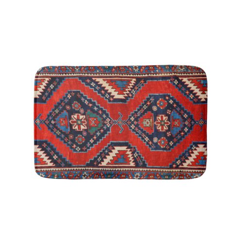 Kazak Shape Dark Red Blue  Bath Mat