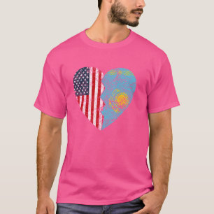 Kazakh American Flags Heart United States Kazakhs T-Shirt