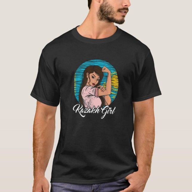 Kazakh Flag Kazakhstan Kazakh Girl T-Shirt (Front)