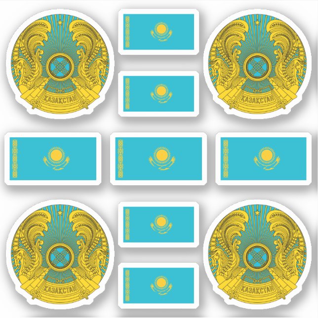 Kazakh symbols / coat of arms and flag sticker (Front)
