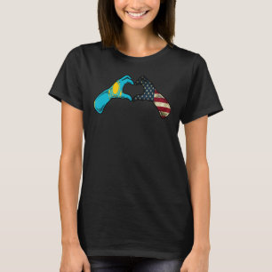 Kazakhstan American USA Flag - USA Kazakh Heart T-Shirt