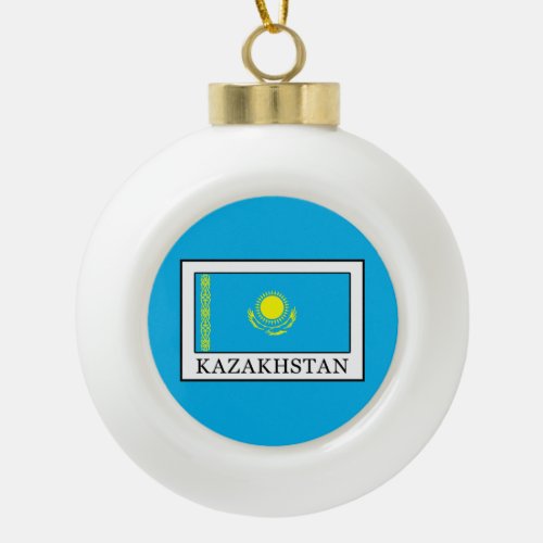 Kazakhstan Ceramic Ball Christmas Ornament