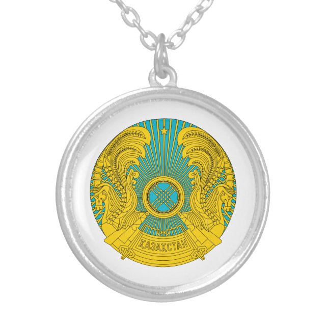 Kazakhstan Coat Of Arms Silver Plated Necklace (Front)