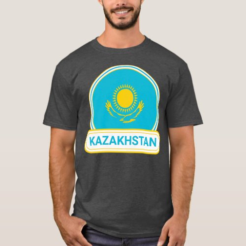 Kazakhstan Country Badge Kazakhstan Flag T_Shirt