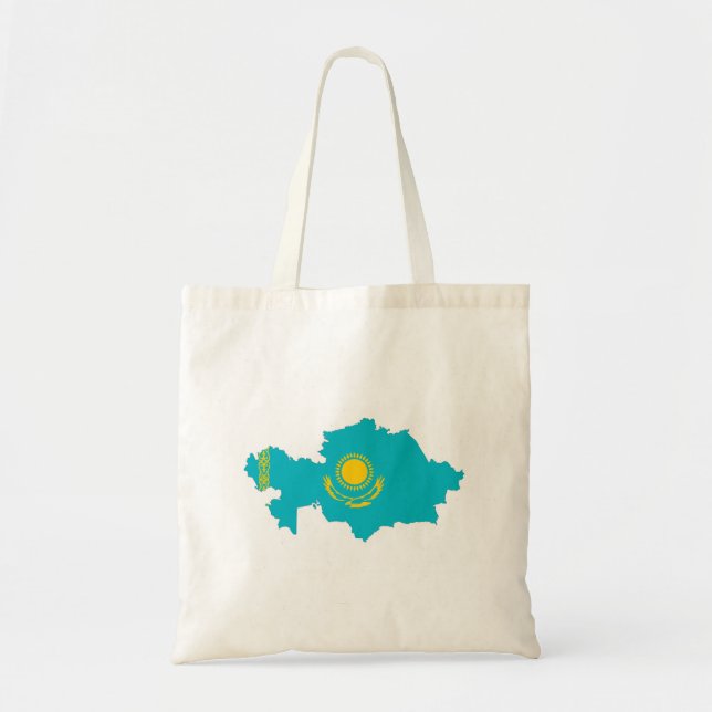 kazakhstan country flag map shape symbol tote bag (Front)