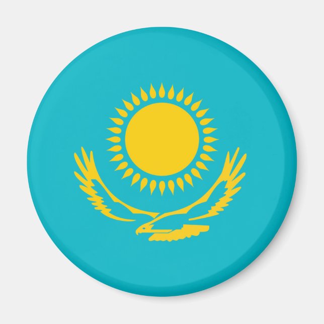 Kazakhstan country long flag nation symbol republi magnet (Front)