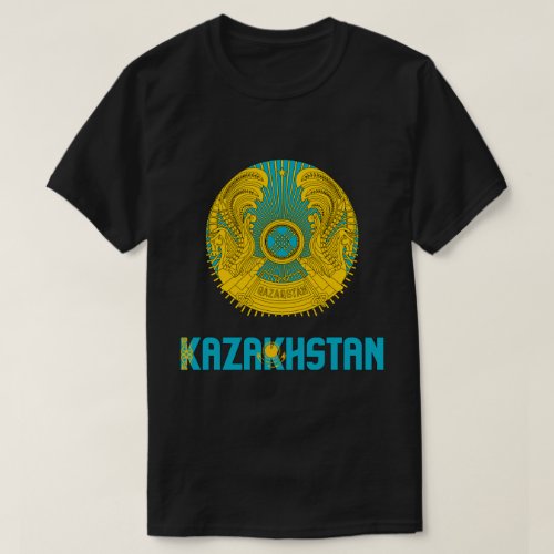 Kazakhstan Flag and Coat Of Arms Patriotic T_Shirt