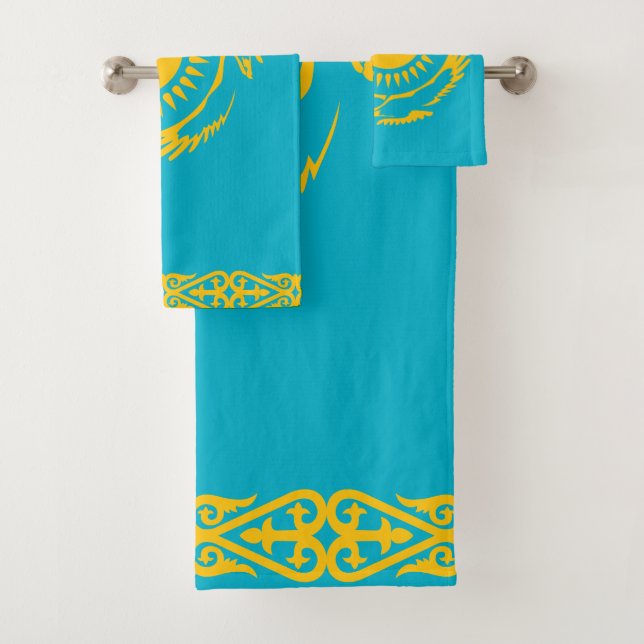 Kazakhstan Flag Bath Towel Set (Insitu)