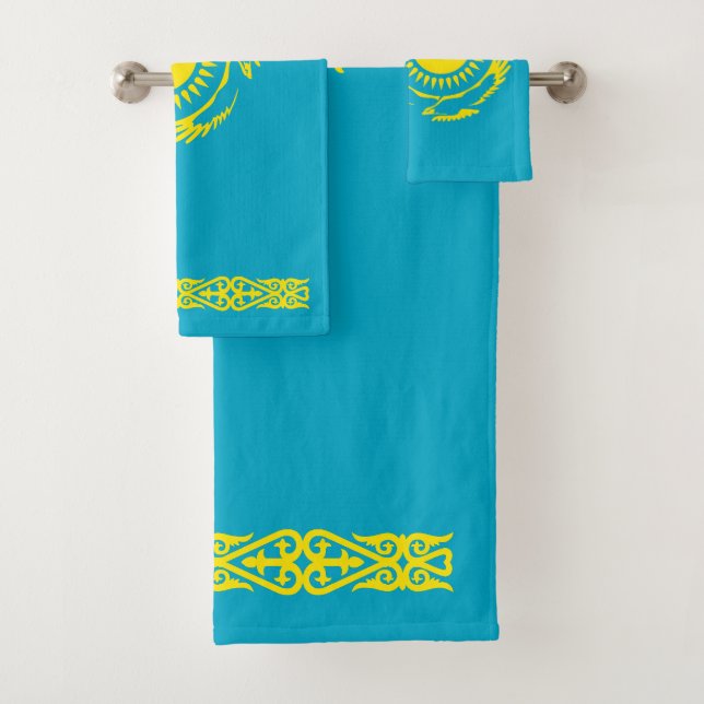 Kazakhstan Flag Bath Towel Set (Insitu)