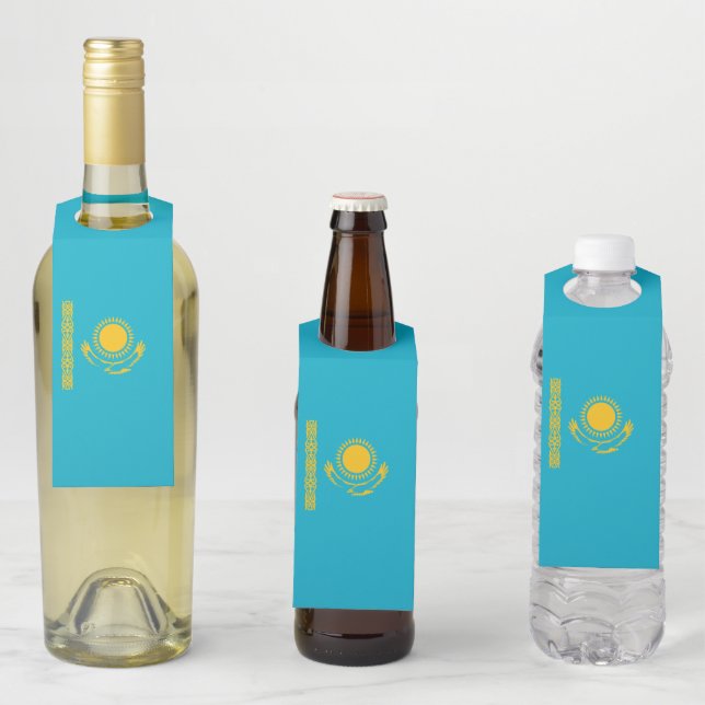Kazakhstan flag bottle hanger tag (In Situ)