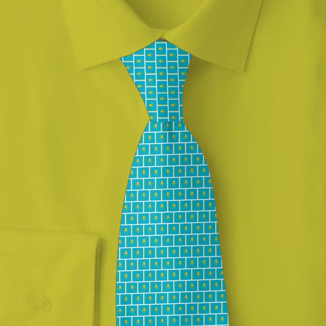 Kazakhstan Flag Brick Pattern Neck Tie (Creator Uploaded)