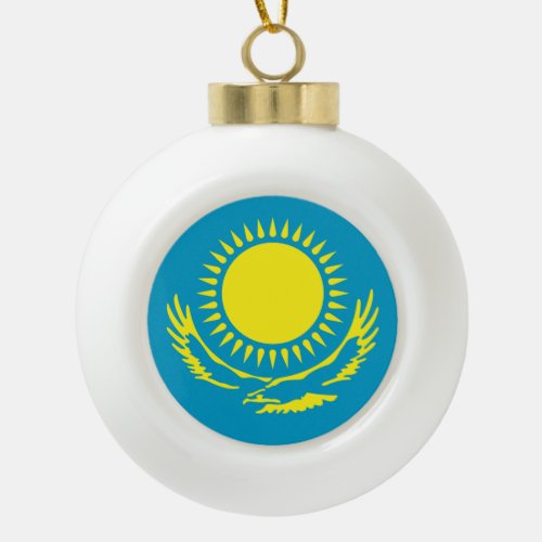 Kazakhstan Flag Ceramic Ball Christmas Ornament