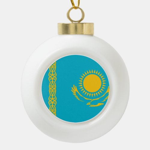 Kazakhstan Flag Ceramic Ball Christmas Ornament