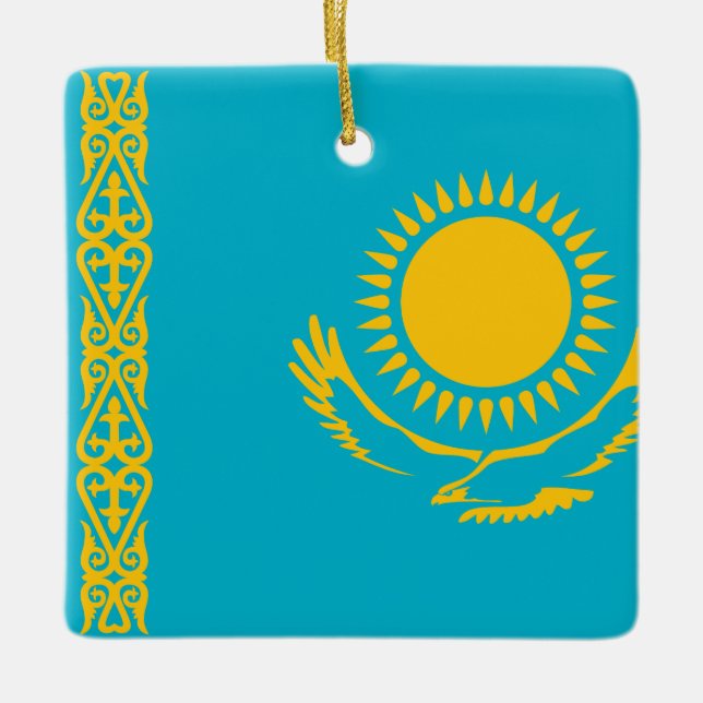Kazakhstan Flag Ceramic Ornament (Front)
