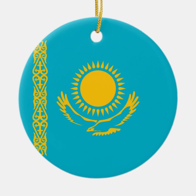 Kazakhstan flag ceramic ornament (Front)