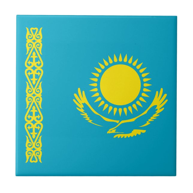 Kazakhstan Flag Ceramic Tile (Front)
