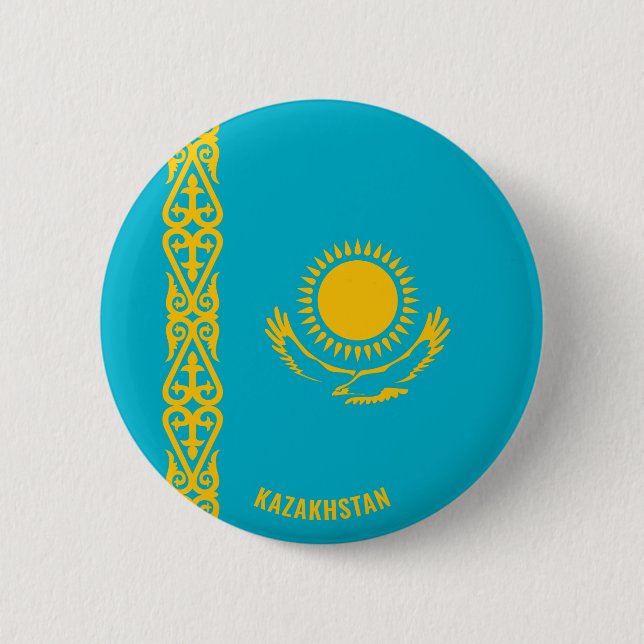 Kazakhstan Flag Charming Patriotic Button (Front)