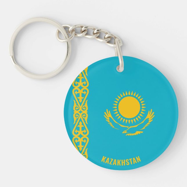 Kazakhstan Flag Charming Patriotic Keychain (Front)