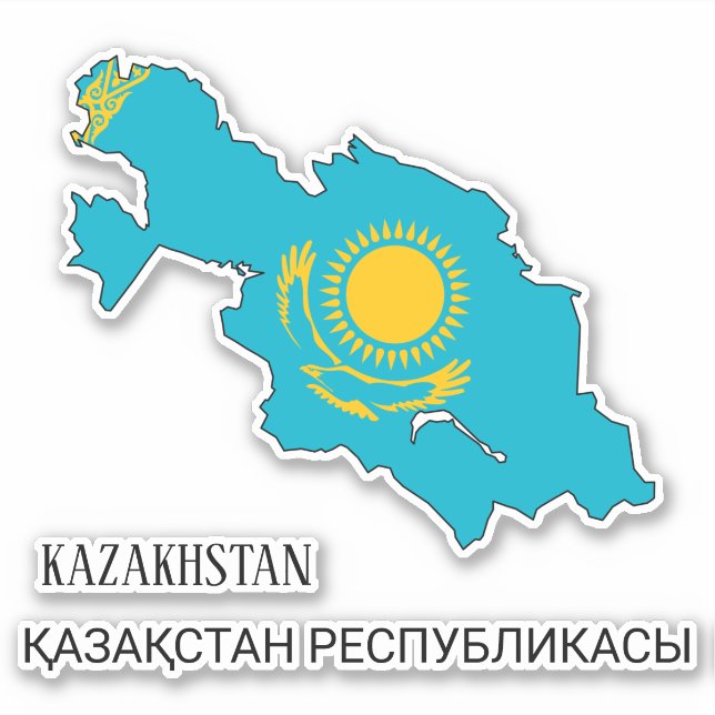 Kazakhstan Flag Charming Patriotic Map Sticker (Front)