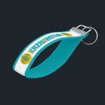 Kazakhstan Flag Charming Patriotic Wrist Keychain<br><div class="desc">Kazakhstan Flag Charming Patriotic Wrist Keychain with the two inscriptions "Kazakhstan" infused with the pattern from the Kazakhstan national flag placed opposite each other. Inside and outside of the Wrist Keychain are covered in the complementary colors. The Kazakhstan Coat of Arms is placed on the left and the right side...</div>