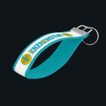 Kazakhstan Flag Charming Patriotic Wrist Keychain<br><div class="desc">Kazakhstan Flag Charming Patriotic Wrist Keychain with the two inscriptions "Kazakhstan" infused with the pattern from the Kazakhstan national flag placed opposite each other. Inside and outside of the Wrist Keychain are covered in the complementary colors. The Kazakhstan Coat of Arms is placed on the left and the right side...</div>