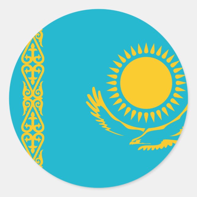 Kazakhstan Flag Classic Round Sticker (Front)