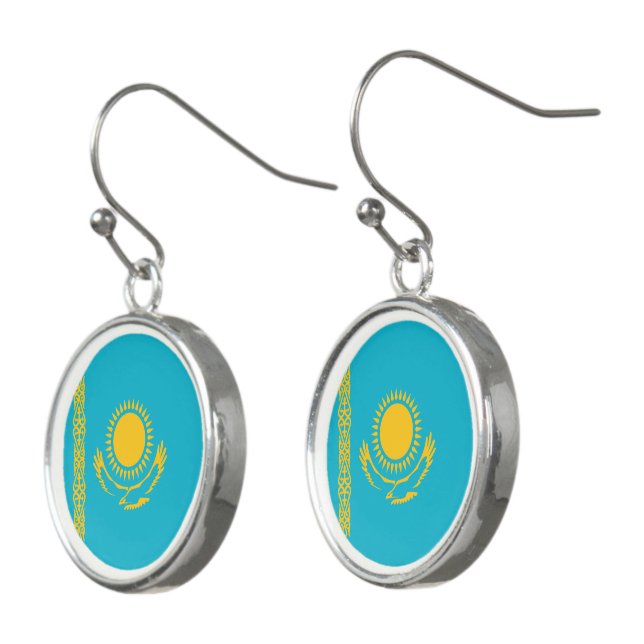 Kazakhstan flag earrings (Angled)