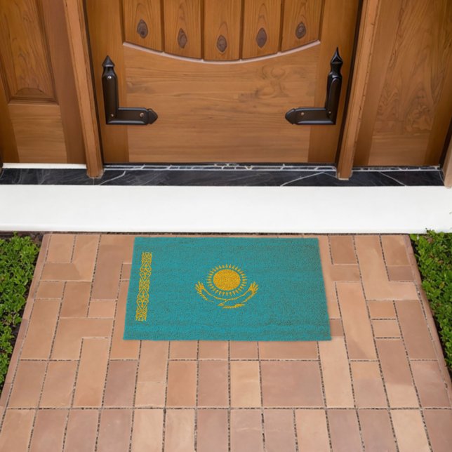 Kazakhstan flag fiber doormat (Insitu (Outdoor))