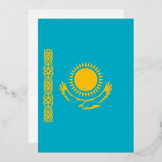 Kazakhstan flag foil invitation (Front/Back)