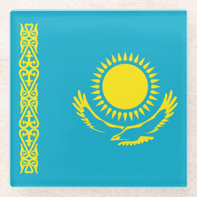 Kazakhstan Flag Glass Coaster (Front)