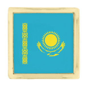 Kazakhstan Flag Gold Finish Lapel Pin
