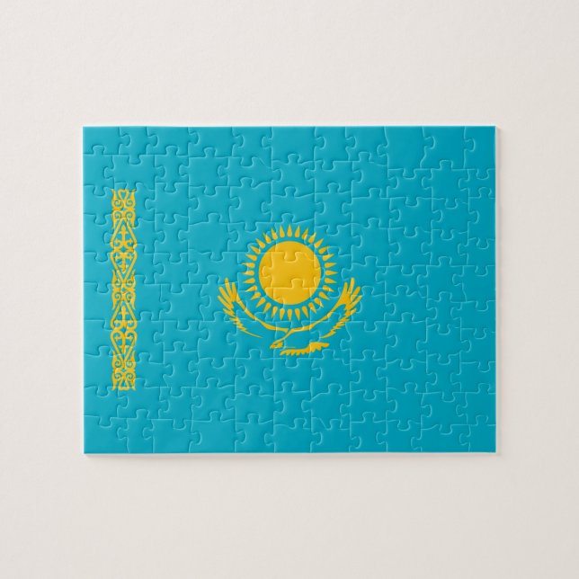 Kazakhstan flag jigsaw puzzle (Horizontal)