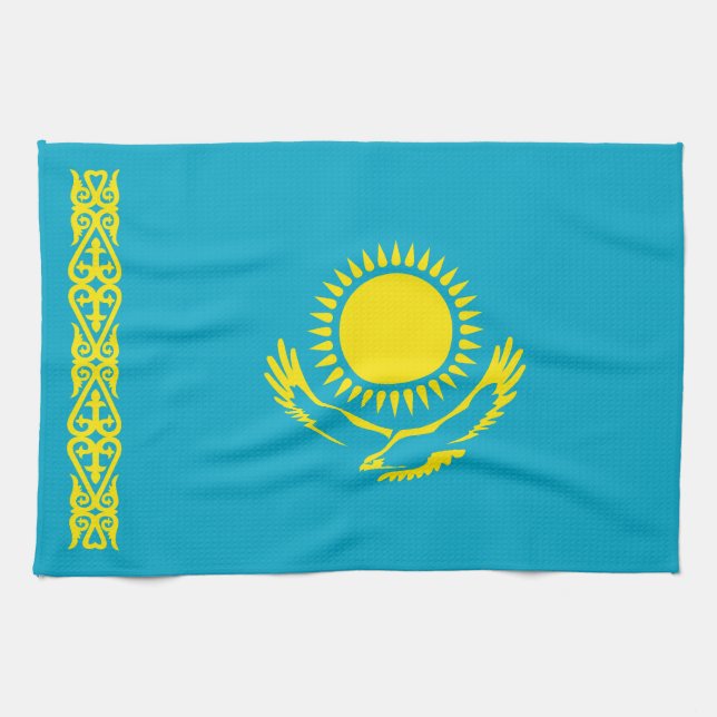 Kazakhstan Flag Kitchen Towel (Horizontal)