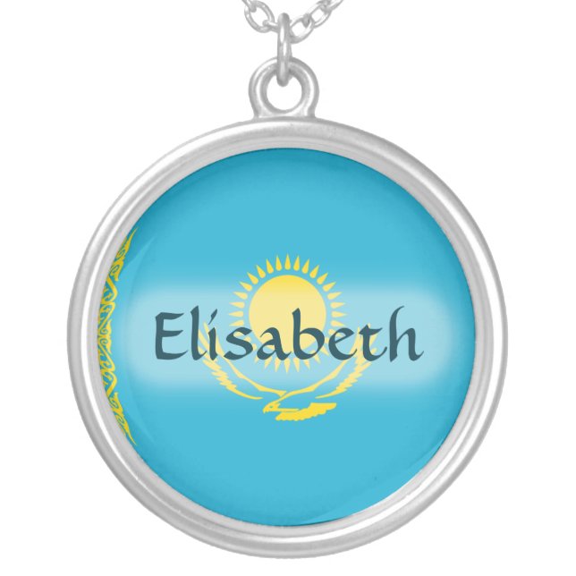 Kazakhstan Flag + Name Necklace (Front)