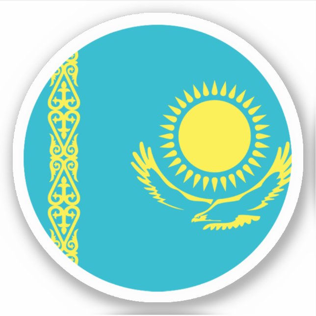 Kazakhstan Flag Round Sticker (Front)