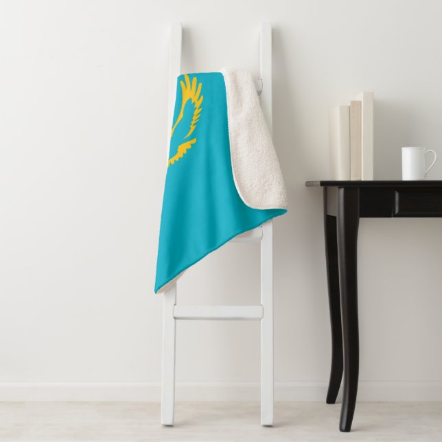 Kazakhstan flag sherpa blanket (In Situ)