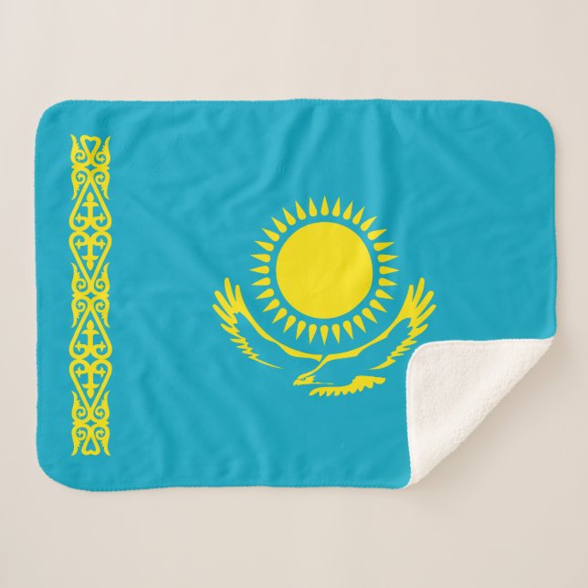 Kazakhstan Flag Sherpa Blanket (Front (Horizontal))
