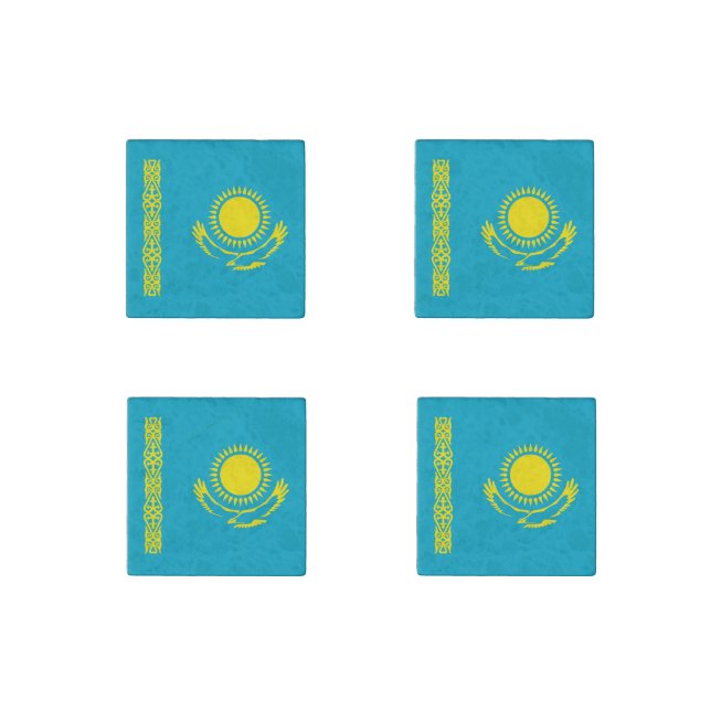 Kazakhstan Flag Stone Magnet (Front)