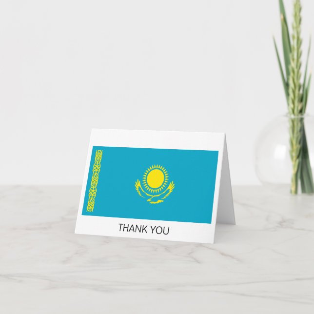 Kazakhstan Flag Thank You Card (Front)