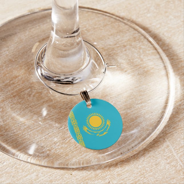 Kazakhstan flag wine charm (In Situ)