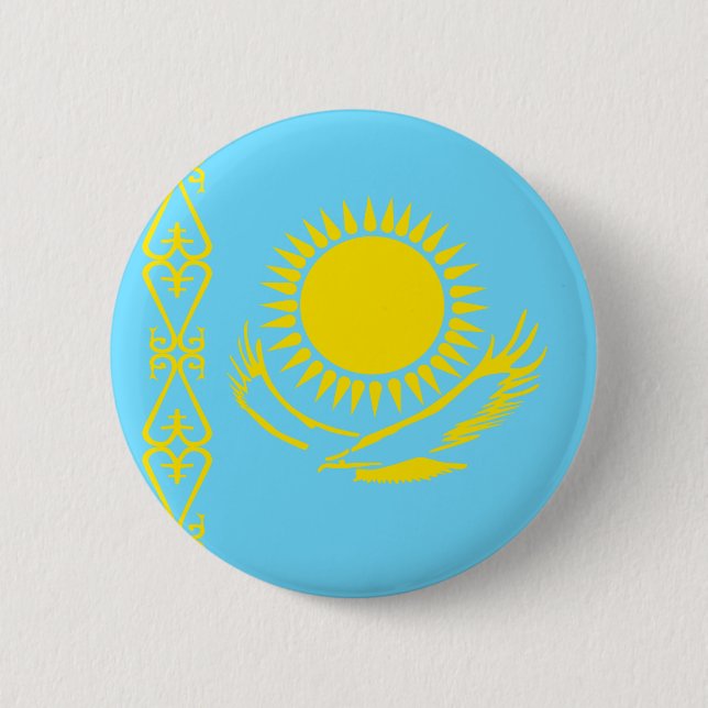 Kazakhstan High quality Flag Pinback Button (Front)