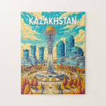 Kazakhstan Illustration Travel Art Vintage Jigsaw Puzzle<br><div class="desc">Kazakhstan retro vector travel design. Kazakhstan,  the heart of Central Asia,  is a land of vast steppes,  modern cities,  and breathtaking natural wonders.</div>