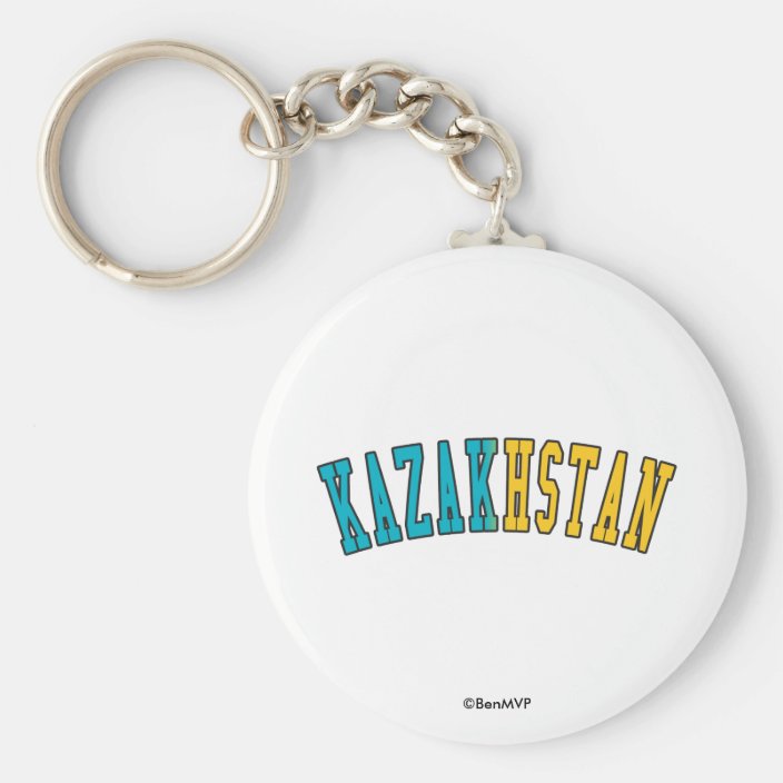 Kazakhstan in National Flag Colors Key Chain