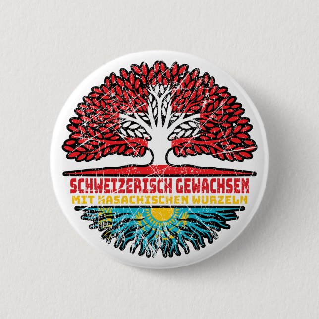 Kazakhstan Kazakh Swiss tree Button (Front)
