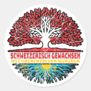 Kazakhstan Kazakh Swiss tree Classic Round Sticker