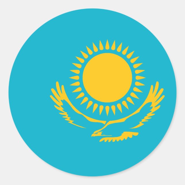 Kazakhstan, Kazakhstan flag Classic Round Sticker (Front)