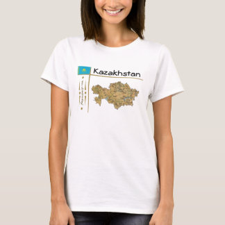 Kazakhstan Map + Flag + Title T-Shirt