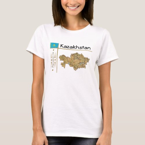 Kazakhstan Map  Flag  Title T_Shirt