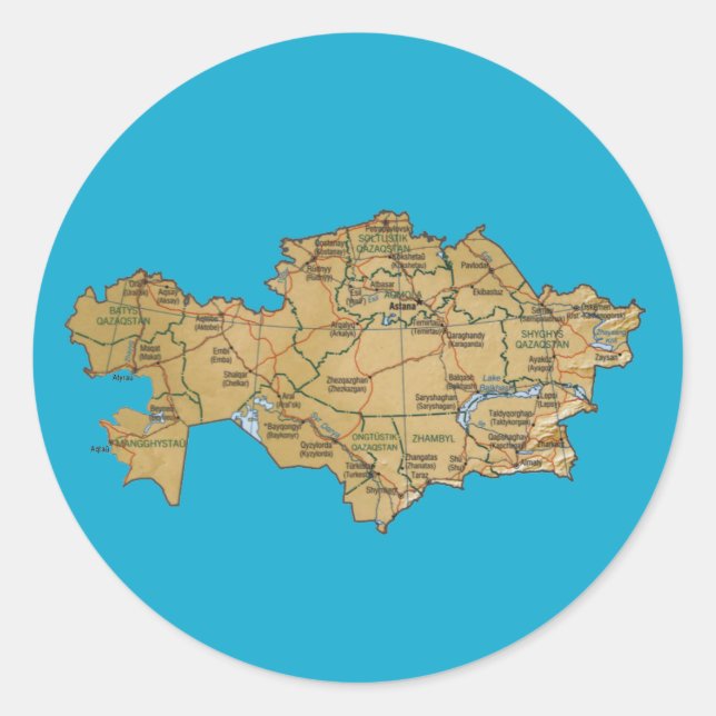 Kazakhstan Map Sticker (Front)